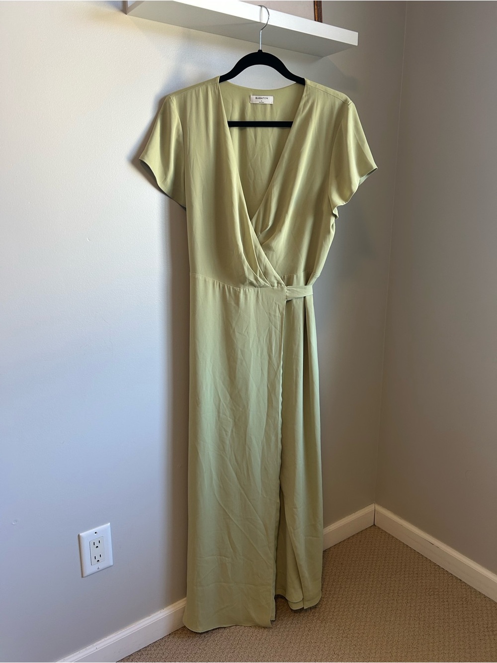 Babaton Olive Green Wrap Maxi Dress